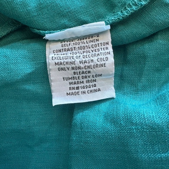 Gorgeous Johnny Was Turquoise Embroidered Linen Dress Size XS - Picture 6 of 6